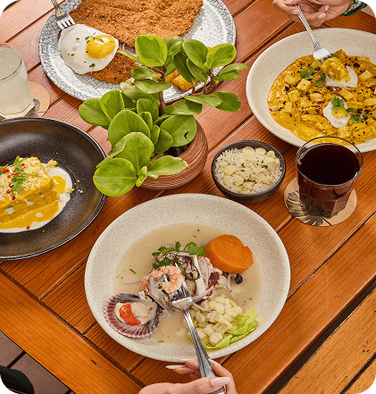 Variedad de platos en Mangos